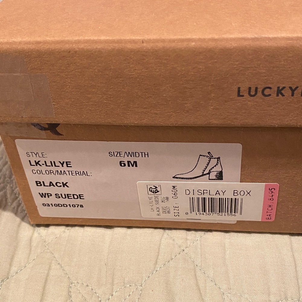 NWT, Lucky Brand Suede Black Ankle Boots - Picture 7 of 13